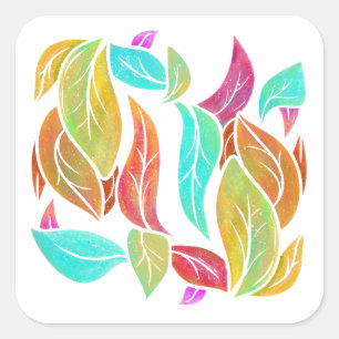 Sticker Carré Feuilles d'automne motif