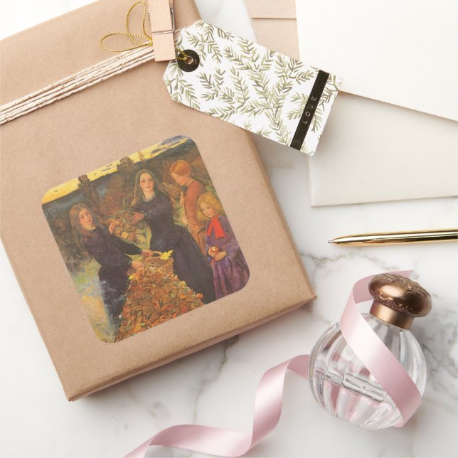 Sticker Carré Feuilles d'automne par Sir John Everett Millais (Cadeaux)