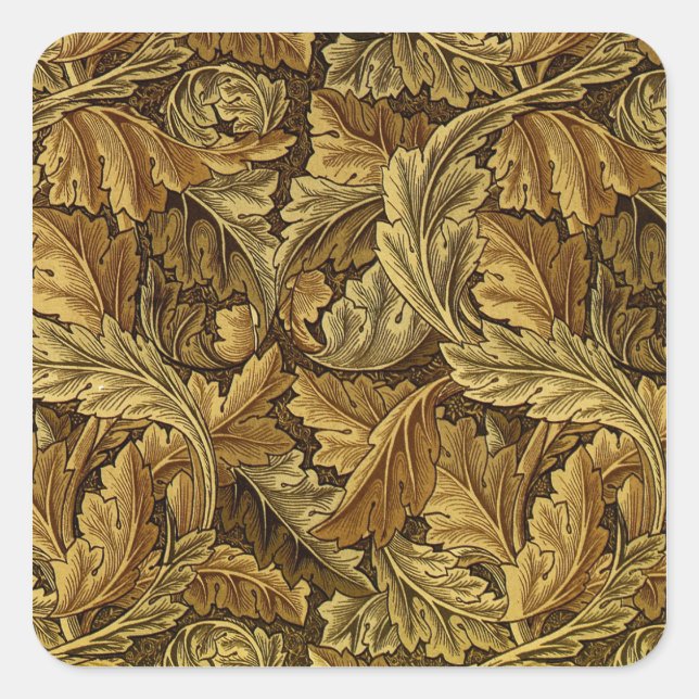 Sticker Carré Feuilles d'automne William Morris motif (Devant)