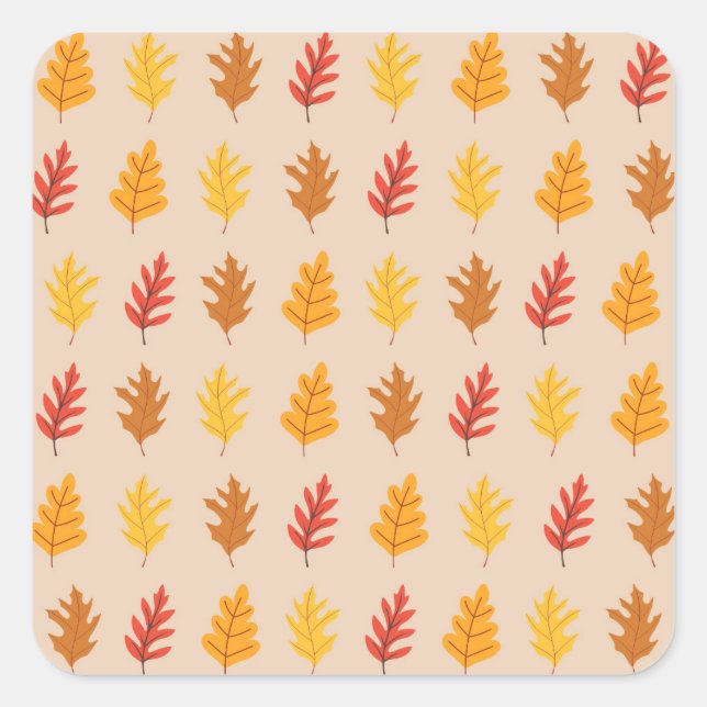 Sticker Carré Feuilles de chêne d'automne (Devant)