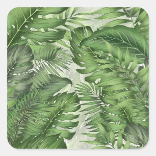 Sticker Carré Feuilles de jungle tropicale : arrière - plans flo