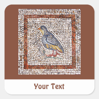 Sticker Carré Feuilles de mosaïque d'oiseaux de Kos
