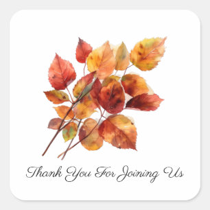 Sticker Carré Feuilles de récolte dorée : Aquarelle d'automne, p