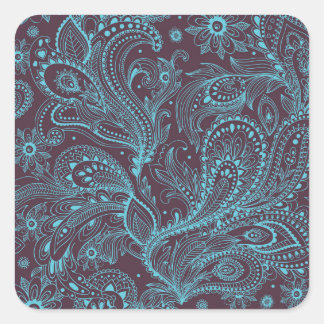 Sticker Carré Feuilles décoratifs : Arrière - plan Motif sans co