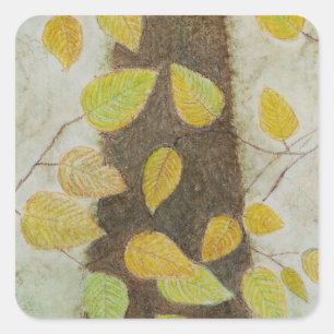 Sticker Carré Feuilles hêtre