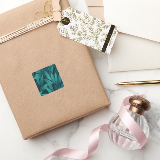 Sticker Carré Feuilles tropicaux rayonnants (Cadeaux)