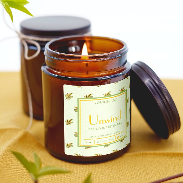 Sticker Carré Feuilles tropicaux rétro Petite entreprise Étiquet (Créateur téléchargé)