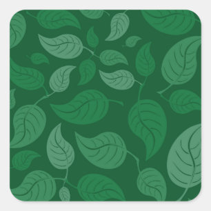 Sticker Carré Feuilles verts