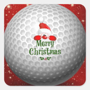Sticker Carré Feuillet d'autocollant du joyeux Christmas Golf Ba