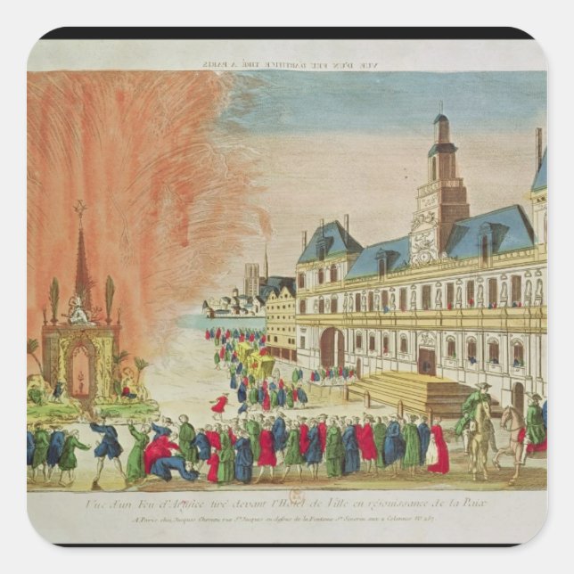 Sticker Carré Feux d'artifice devant l'hôtel de Ville à Paris (Devant)