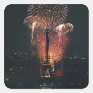 Sticker Carré Feux d'artifice, Tour Eiffel, Paris, France