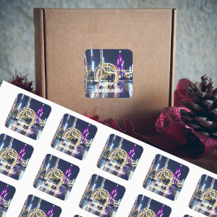 Sticker Carré Feux de Noël