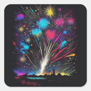 Sticker Carré Feux Jour de l'Indépendance du 4 juillet
