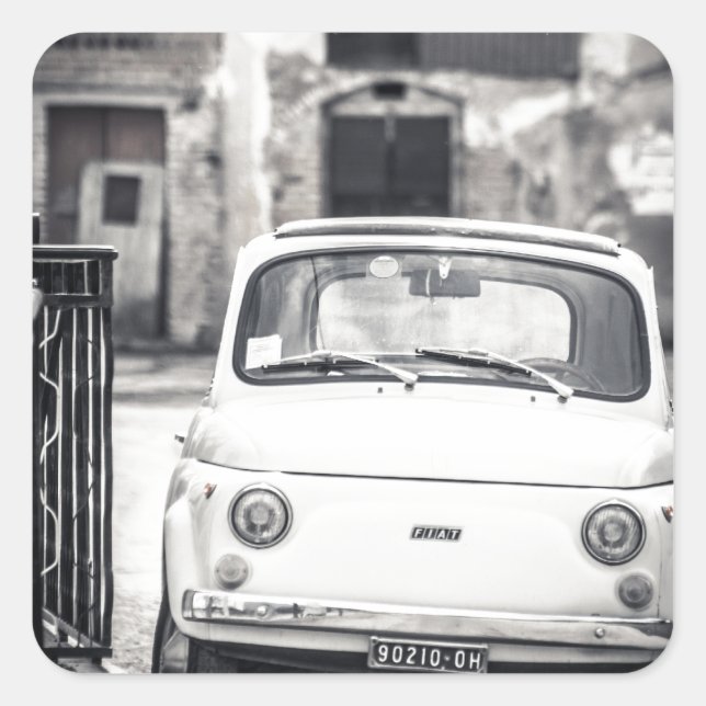 Sticker Carré Fiat 500, Cinquecento en Italie (Devant)