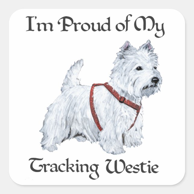 Sticker Carré Fier de mon Westie de suivi (Devant)