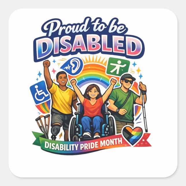 Sticker Carré Fier d'être handicapé (Devant)