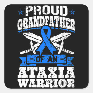 Sticker Carré Fier Grand-Père D'Un Guerrier Ataxien Prix Bleu