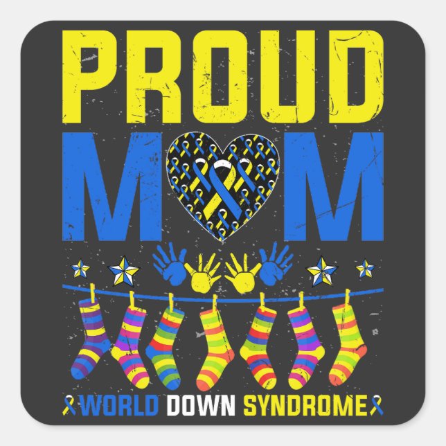 Sticker Carré Fier Maman World Down Syndrome de la journée de se (Devant)