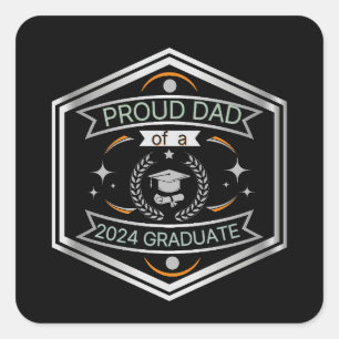 Sticker Carré Fier papa de 2024 Fête des pères Graduate Graduati