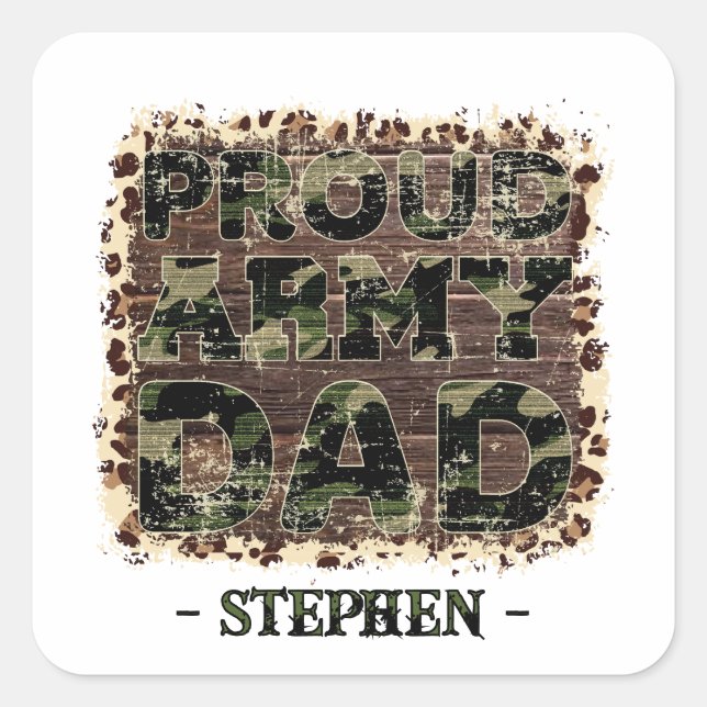 Sticker Carré Fier papa de l'armée - Bold Camouflage (Devant)
