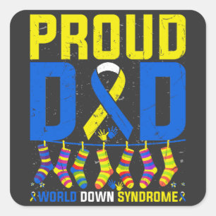 Sticker Carré Fier Papa World Down Syndrome de la Journée mondia