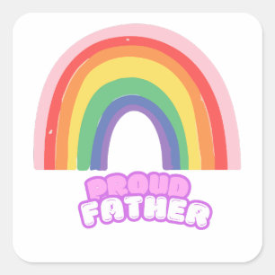 Sticker Carré Fier Père Arc-en-ciel Papa Fête des Pères