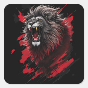 Sticker Carré Fierce, le lion noir