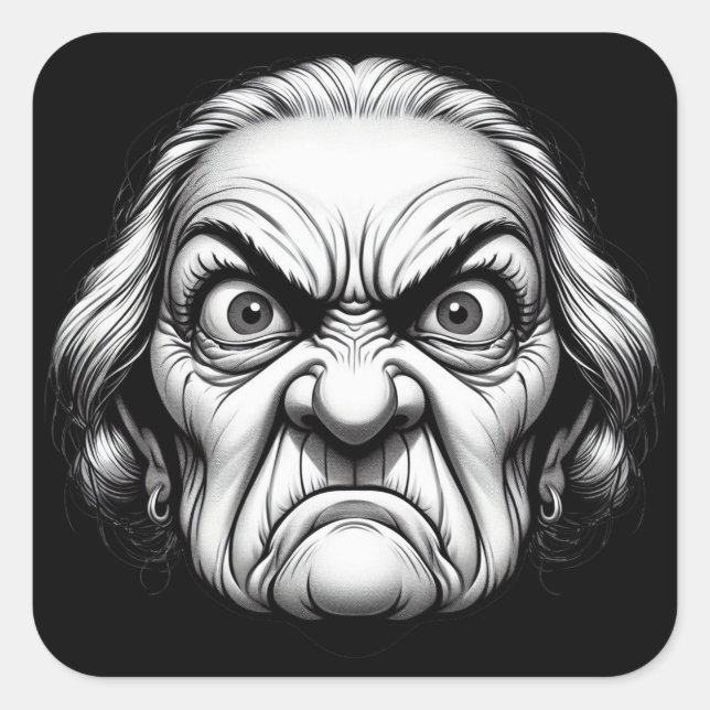 Sticker Carré "Fierce Old Woman"  (Devant)