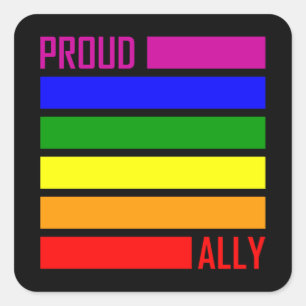 Sticker Carré FIÈRE ALLY FLAG MOIS LGBT Pride LGBTQ Rainbow
