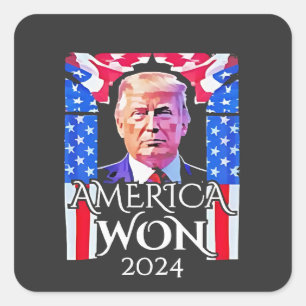 Sticker Carré Fière Américaine Maga Trump a gagné le jour de l'i