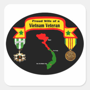 Sticker Carré Fière épouse d'un chevalier vétéran du Vietnam