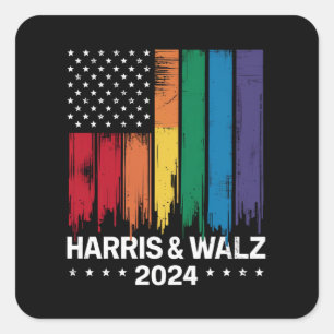 Sticker Carré Fierté de Harris Waltz 2024 Élection Gay Tim Waltz