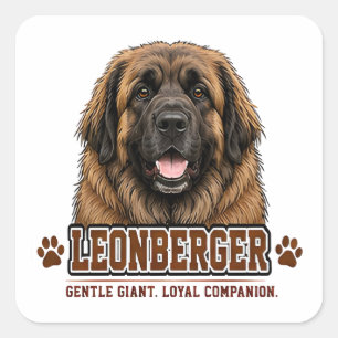 Sticker Carré 🐾 Fierté de la famille des amoureux du Leonberger