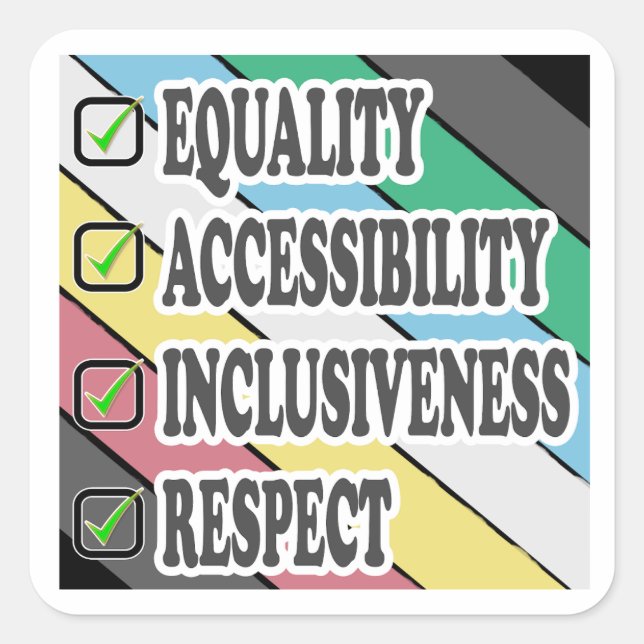 Sticker Carré fierté du handicap-ÉGALITÉ ACCESSIBILITÉ INCLUSION (Devant)