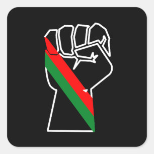 Sticker Carré fierté noire drapeau rouge vert poing panafricain