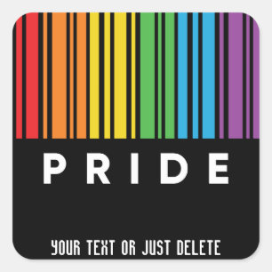 Sticker Carré Fierté personnalisable Code barre arc-en-ciel LGBT