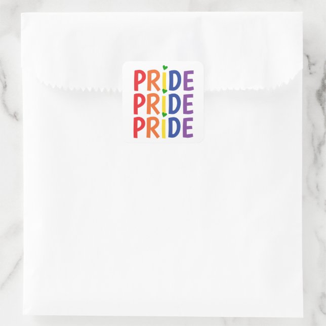 Sticker Carré Fierté rainbow flag couleurs lgbtqa+ texte gay pri (Sac)