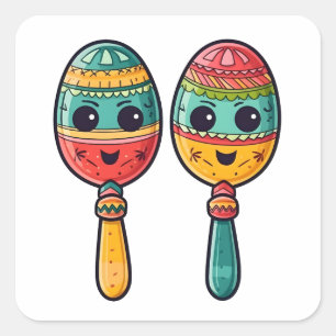 Sticker Carré Fiesta Cute Maracas mexicaine