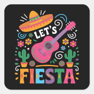 Sticker Carré Fiesta - Style Fête Mexicaine