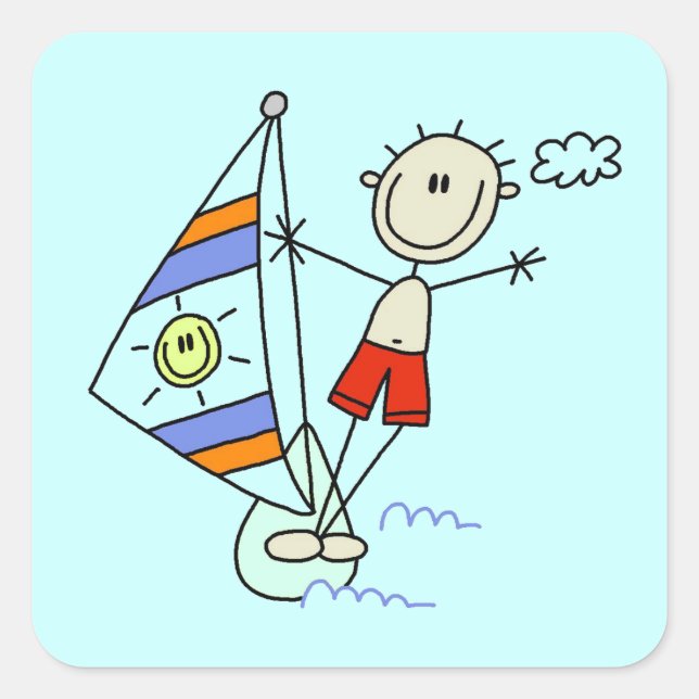 Sticker Carré Figure de bâton de parasailing (Devant)