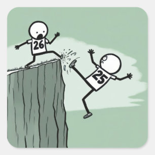 Sticker Carré Figure Stick Humour pour le Nouvel An 2026