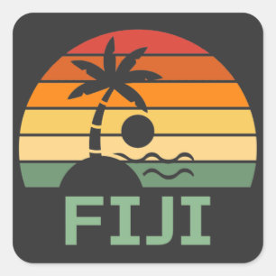 Sticker Carré Fiji Vintage Palm Trees Summer Beach