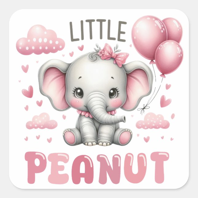 Sticker Carré Fille adorable petite cacahuète  (Devant)