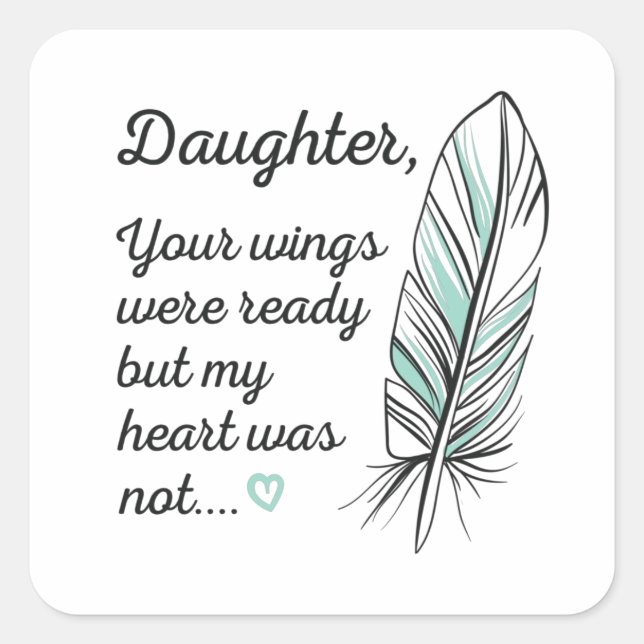 Sticker Carré Fille Ailes Étaient Prêts Par Mon Coeur Pas Mémori (Devant)