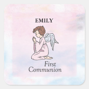 Sticker Carré Fille, ange de première communion