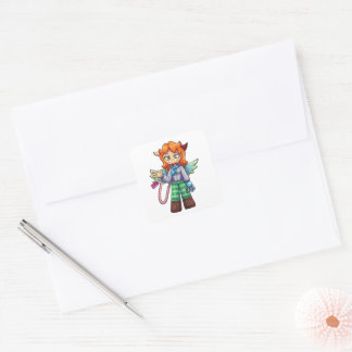 Sticker Carré Fille ange démon mignon ailes bras mécanique perso