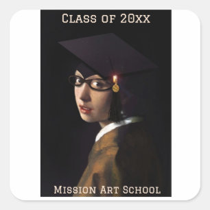 Sticker Carré Fille avec les lunettes Graduation