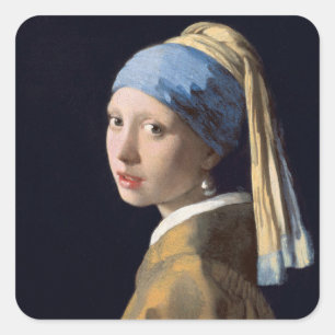 Sticker Carré Fille avec perle à oreille 1665 Johannes Vermeer