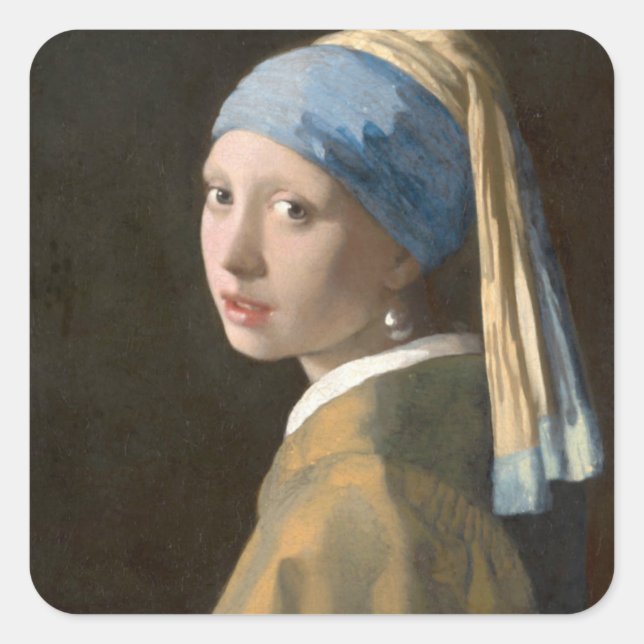 Sticker Carré Fille avec une oreille perle (Devant)