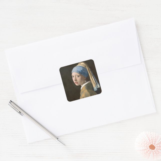 Sticker Carré Fille avec une perle (Enveloppe)